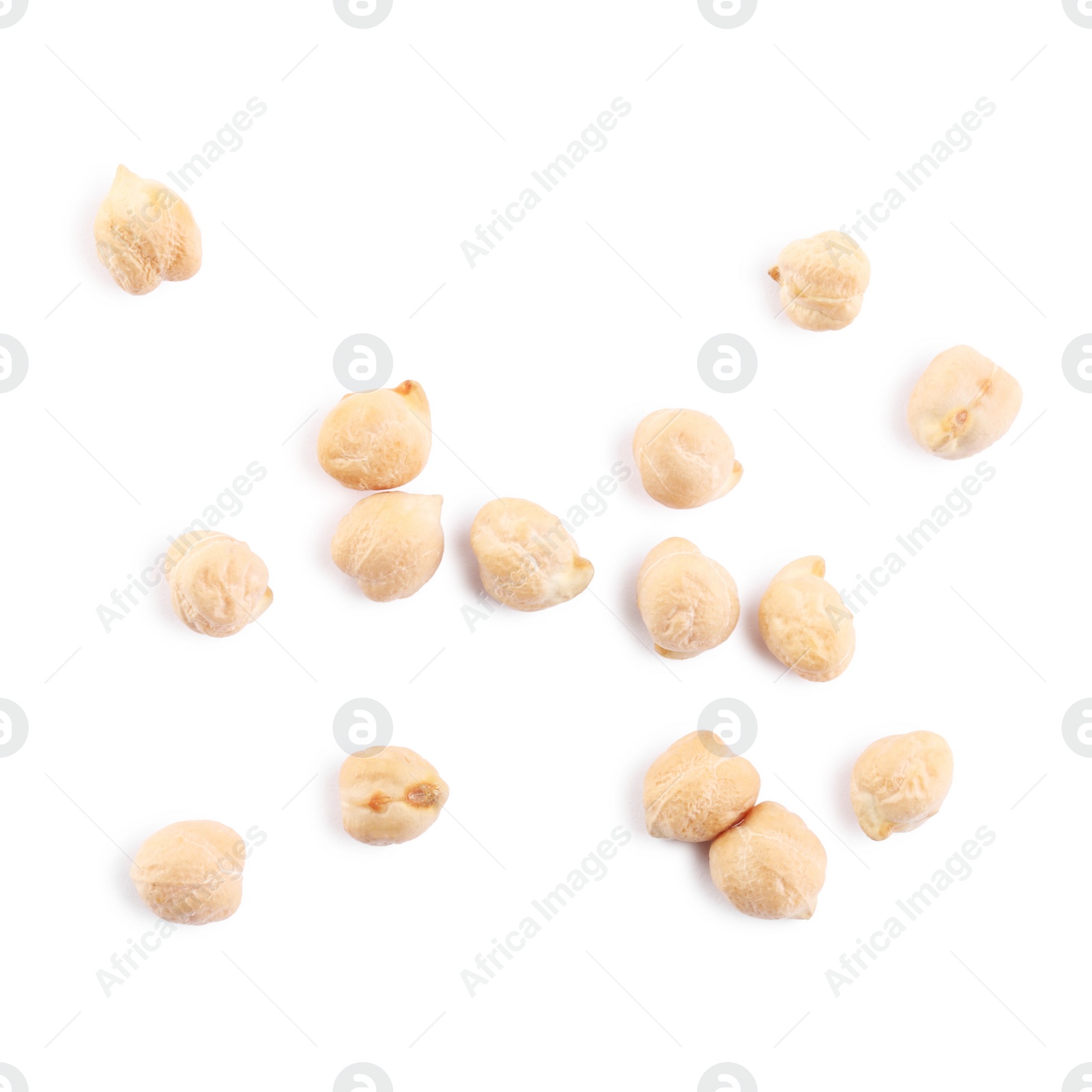 Photo of Tasty chickpeas on white background, top view. Natural food