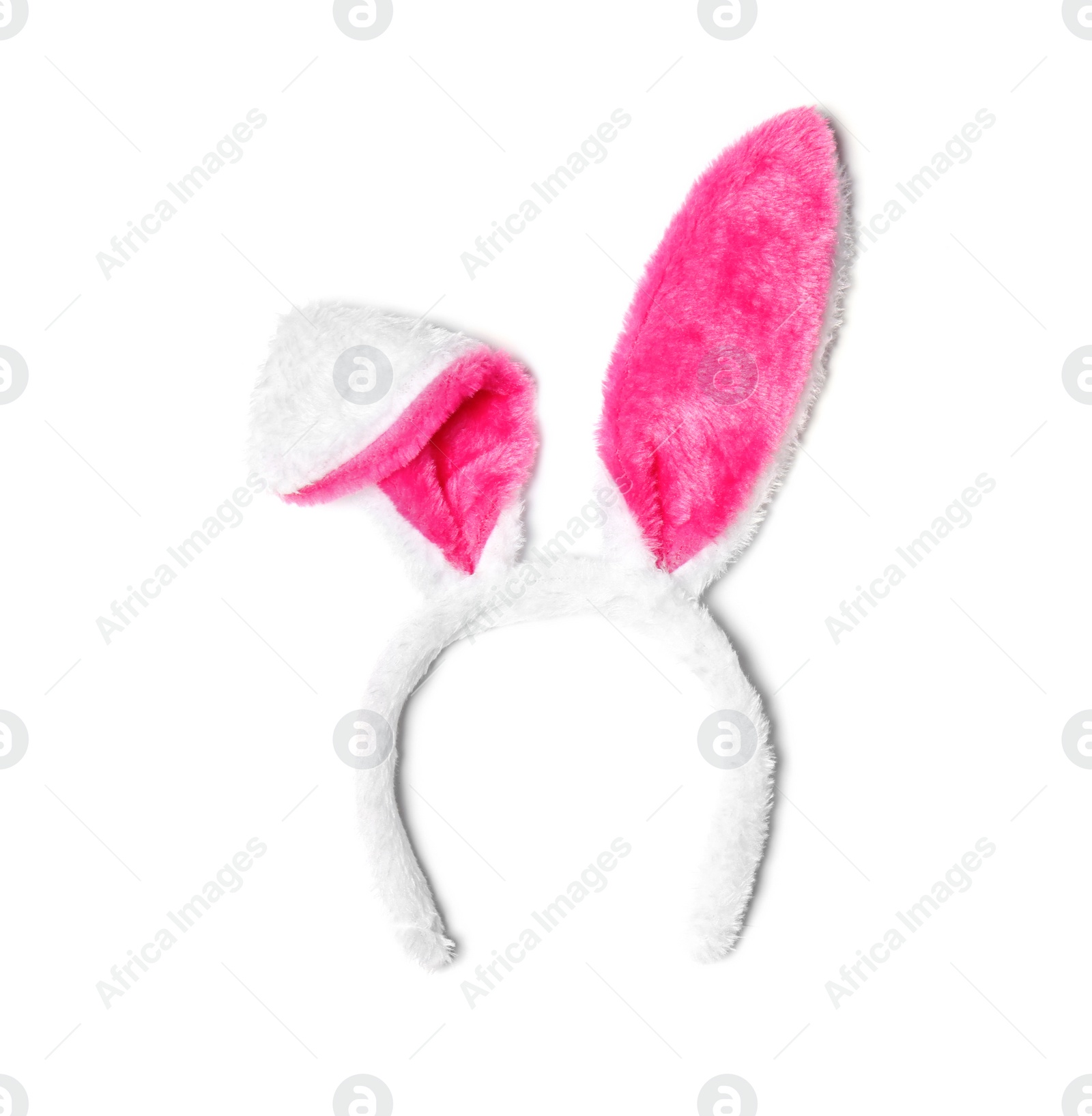 Photo of Funny headband with Easter bunny ears on white background, top view