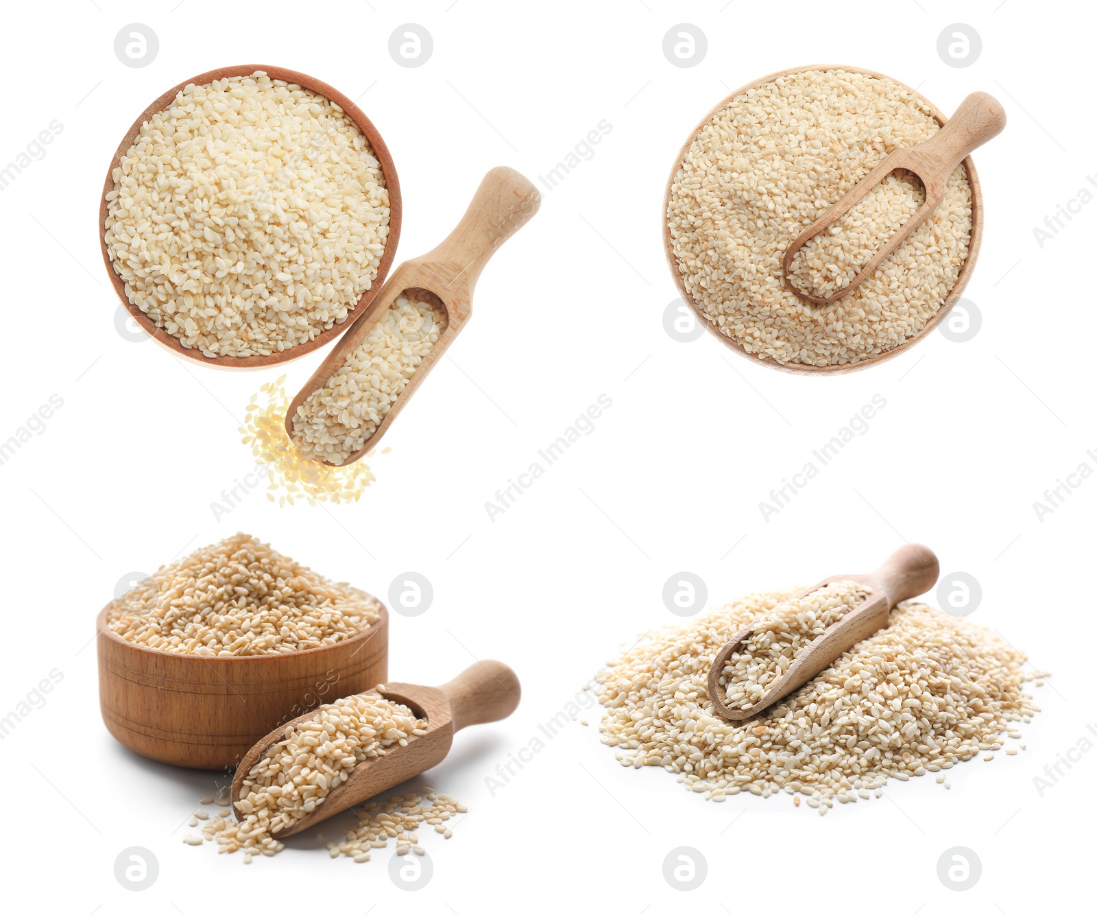 Image of Set with sesame seeds on white background