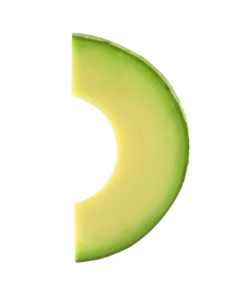 Slice of tasty ripe avocado isolated on white