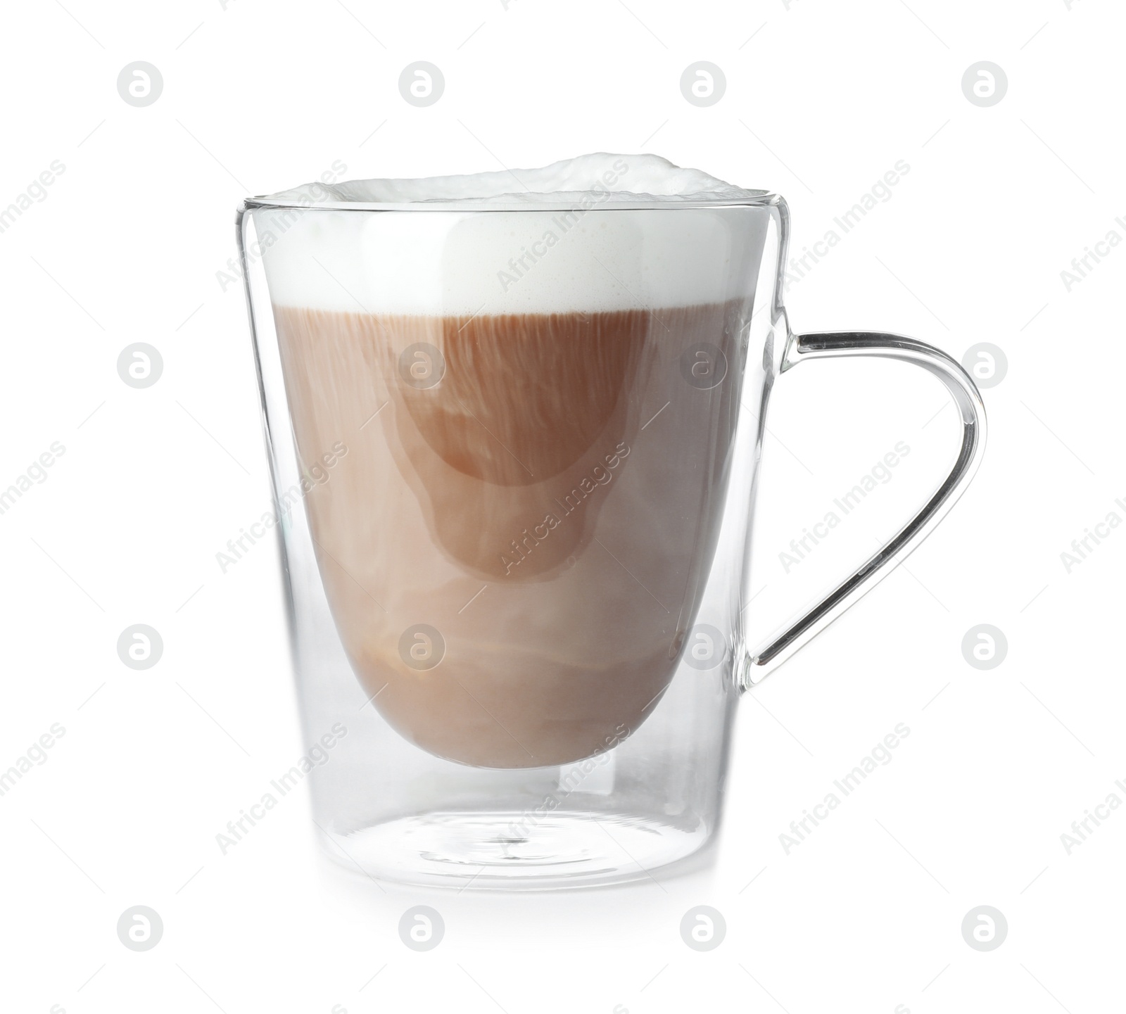 Photo of Double wall glass coffee cup isolated on white