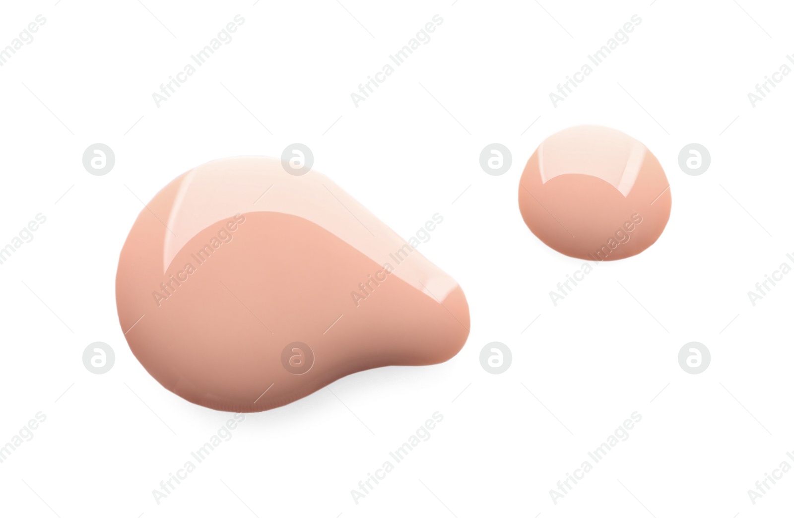 Photo of Spilled nail polish on white background, top view