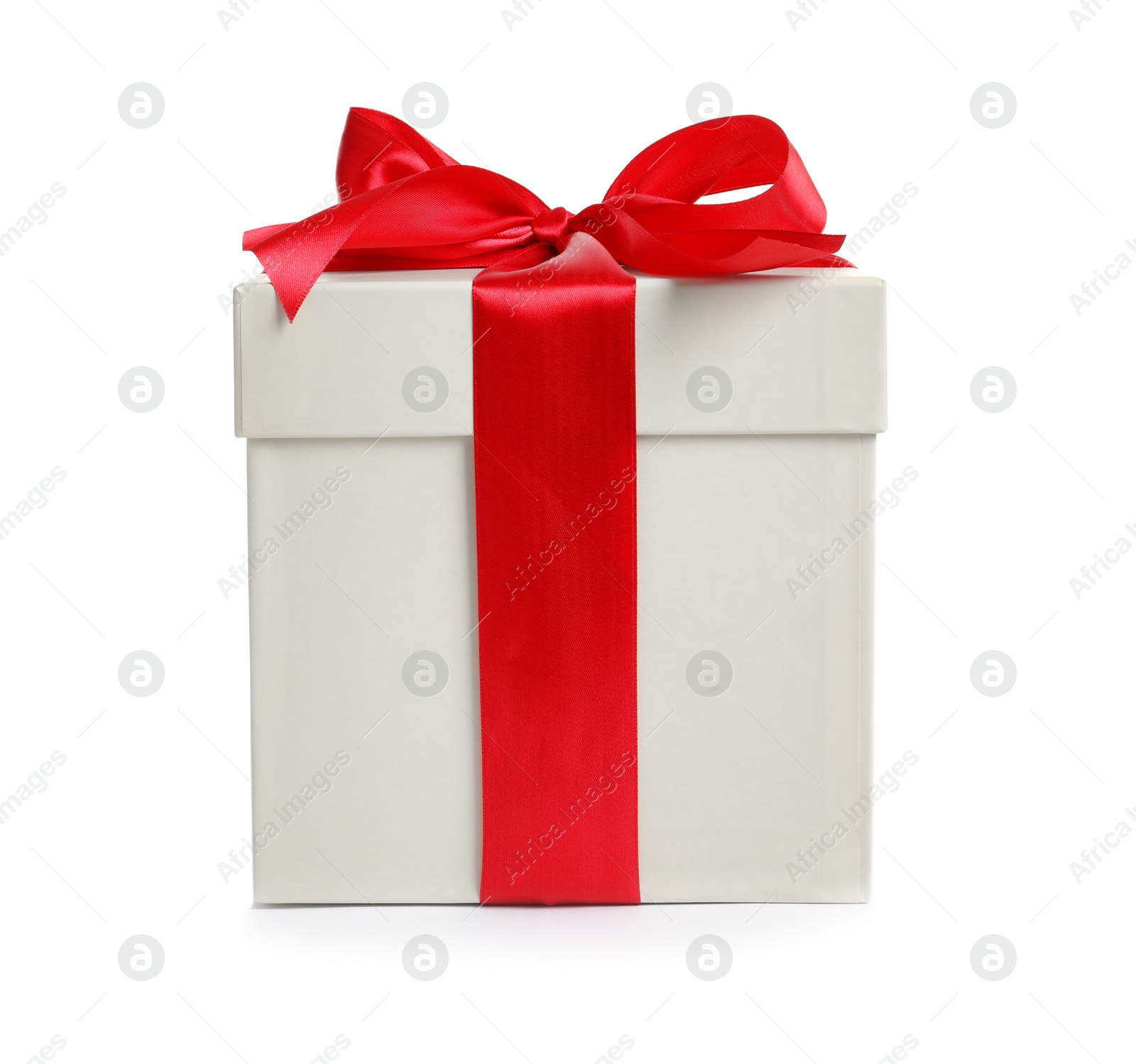 Photo of Gift box with ribbon on white background