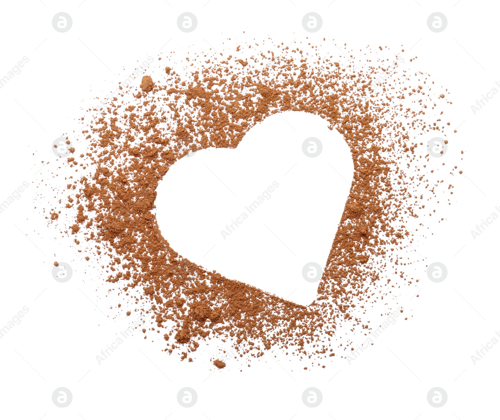 Photo of Composition with cocoa powder on white background