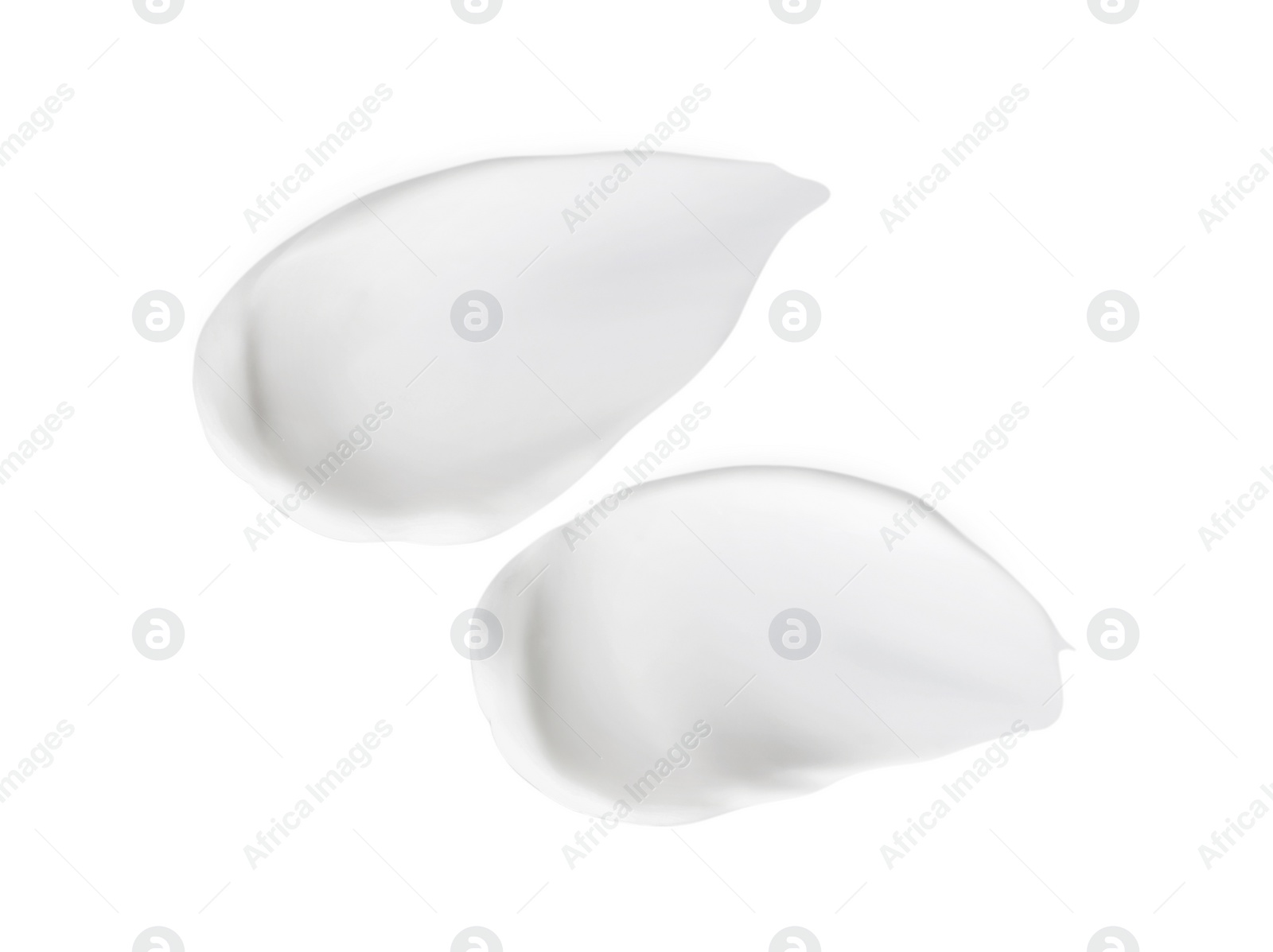 Photo of Sample of facial cream isolated on white, top view