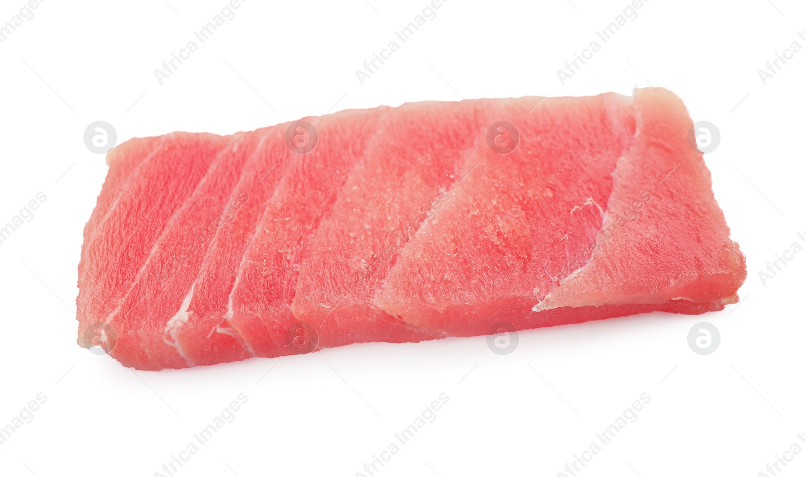 Photo of Tasty sashimi (piece of fresh raw tuna) isolated on white