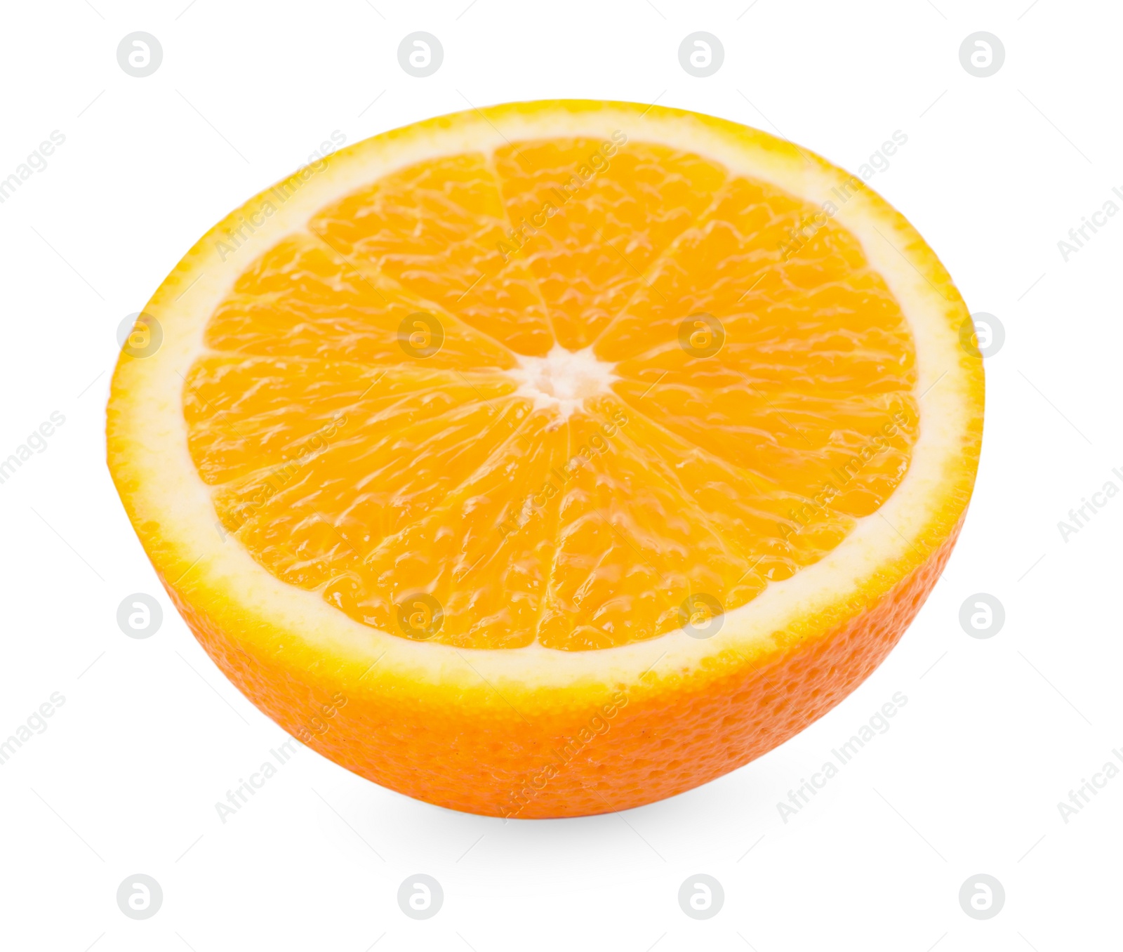 Photo of Half of fresh ripe orange isolated on white