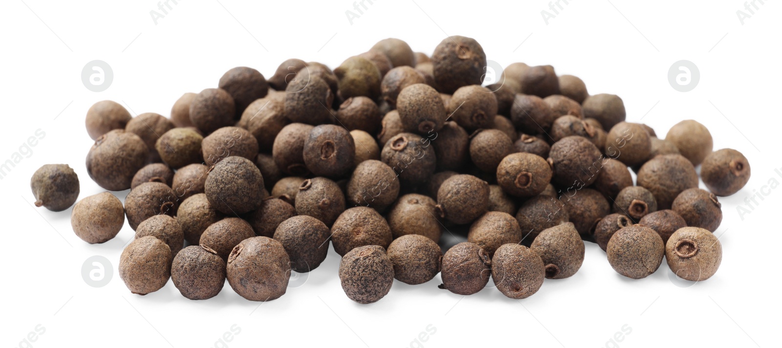 Photo of Dry allspice berries (Jamaica pepper) isolated on white