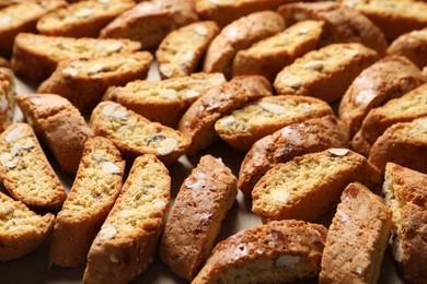 Photo of Traditional Italian almond biscuits (Cantucci), closeup view