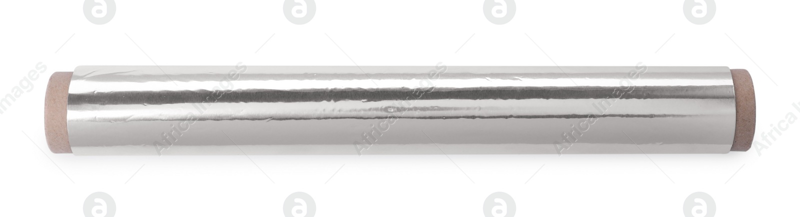 Photo of Roll of aluminum foil isolated on white, top view