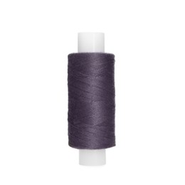 Spool of dark grey sewing thread isolated on white