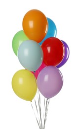 Bunch of colorful balloons on white background