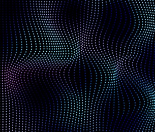 Image of Illustration of dynamic sound waves on black background