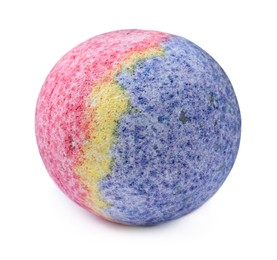 Photo of One colorful bath bomb isolated on white