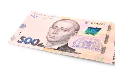 500 Ukrainian Hryvnia banknote on white background
