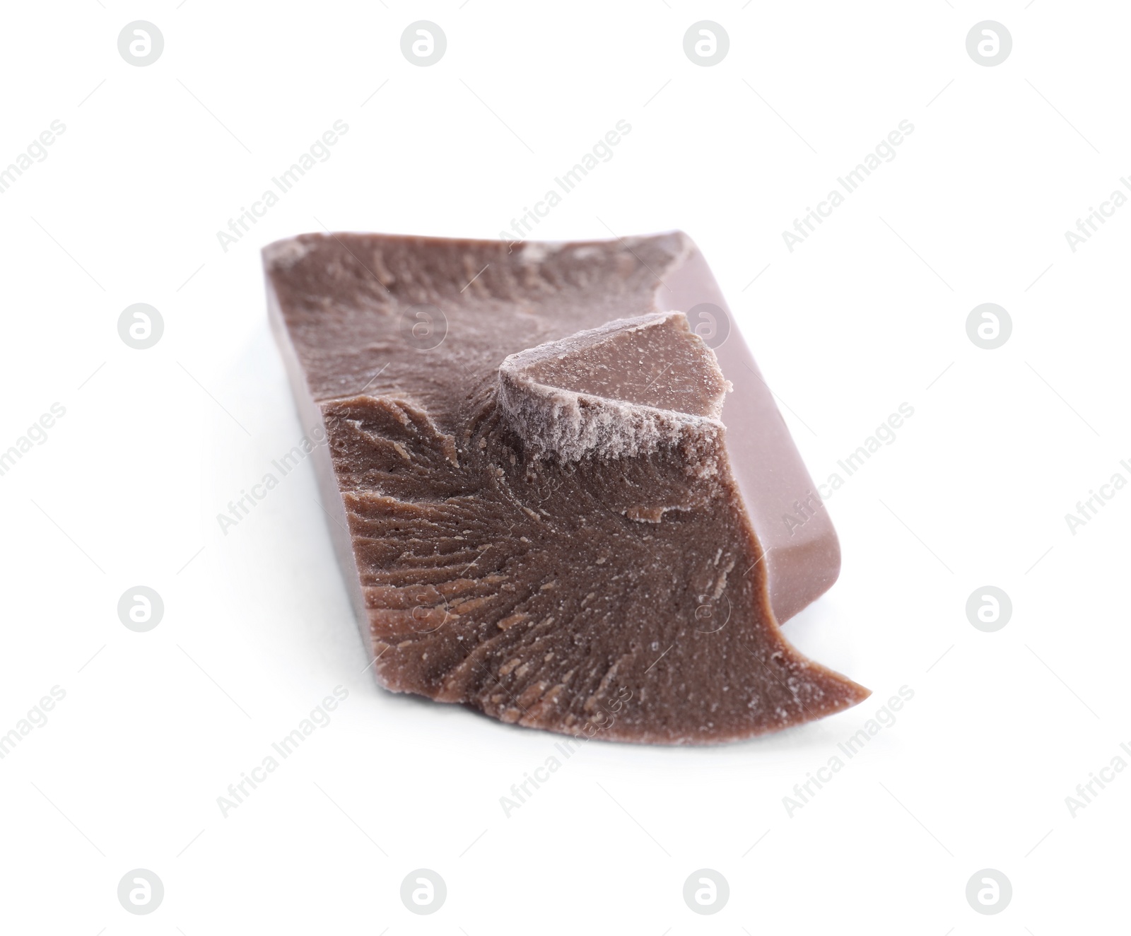 Photo of Piece of milk chocolate isolated on white