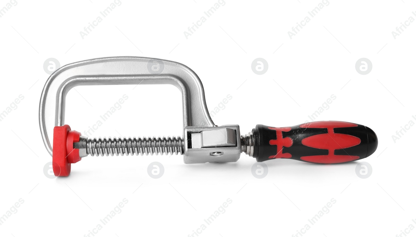 Photo of New clamp isolated on white. Construction tool