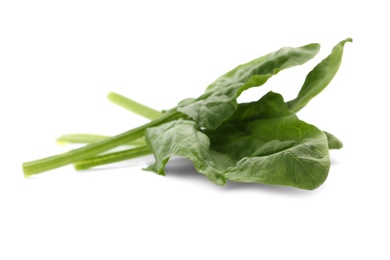 Fresh leaves of spinach isolated on white