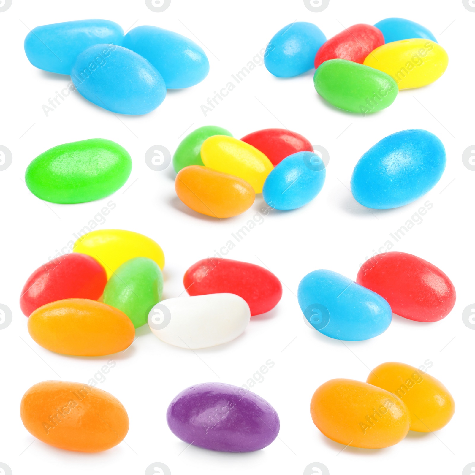 Image of Delicious jelly beans isolated on white, set