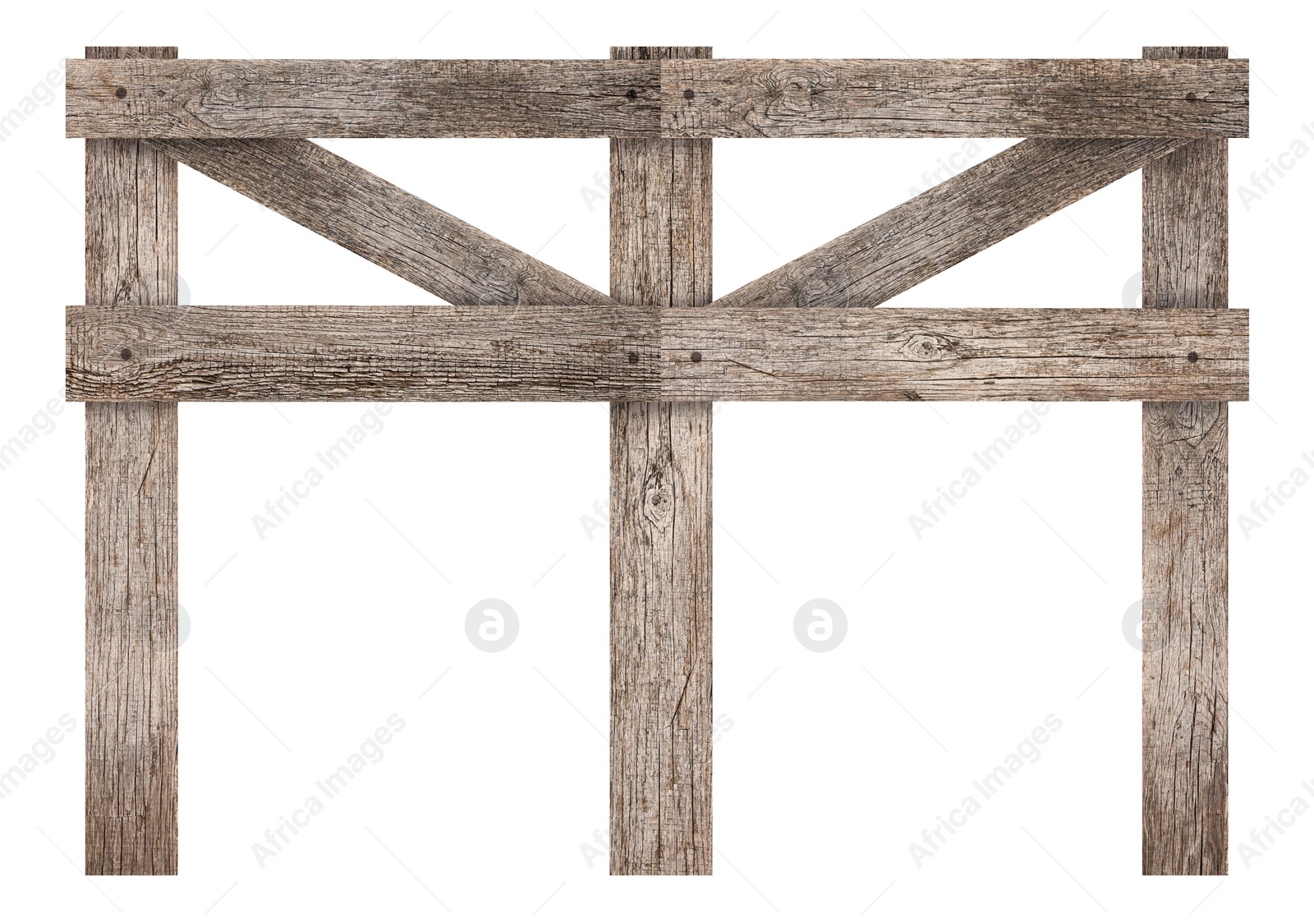Image of Fence made of wooden planks isolated on white