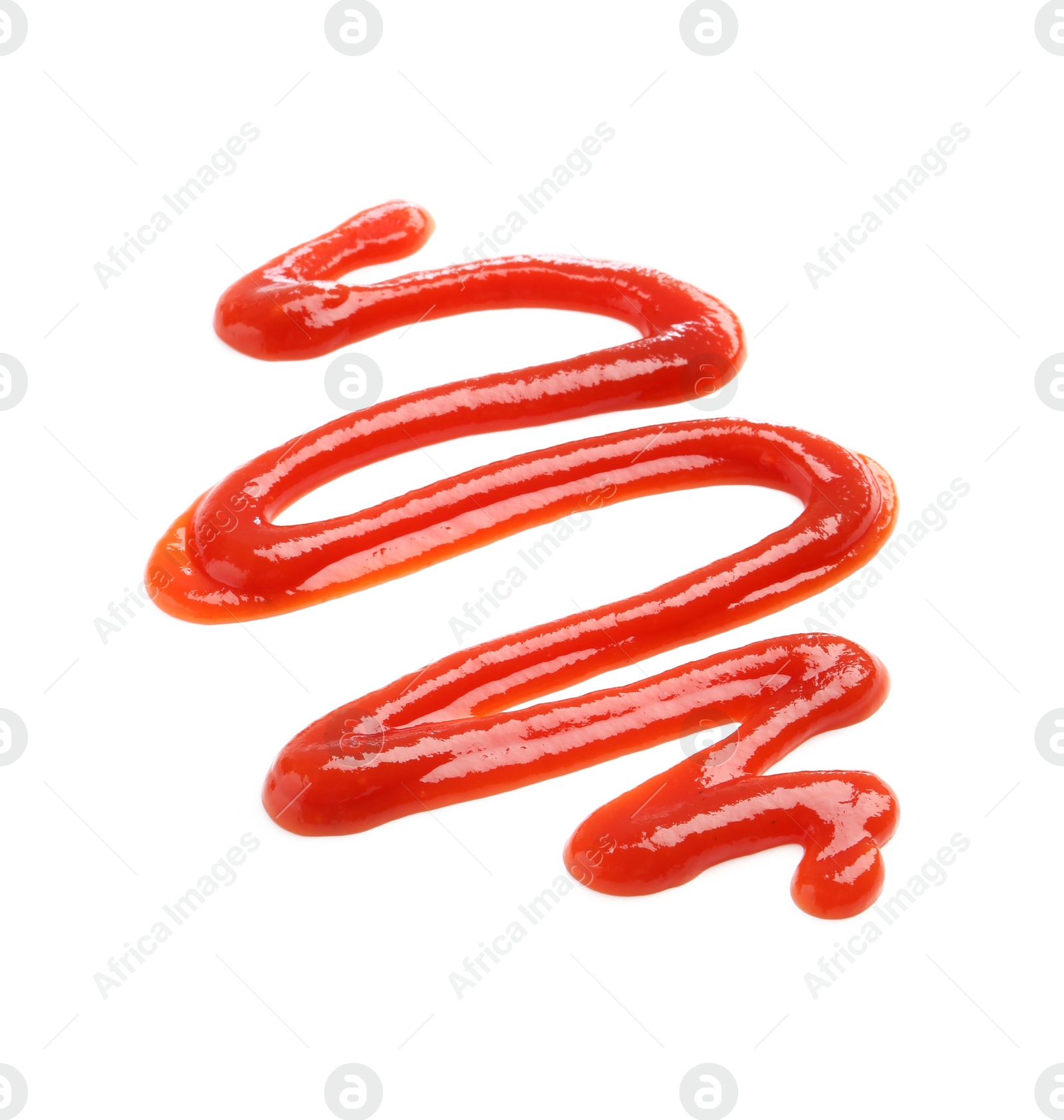 Photo of Tasty ketchup isolated on white. Tomato sauce