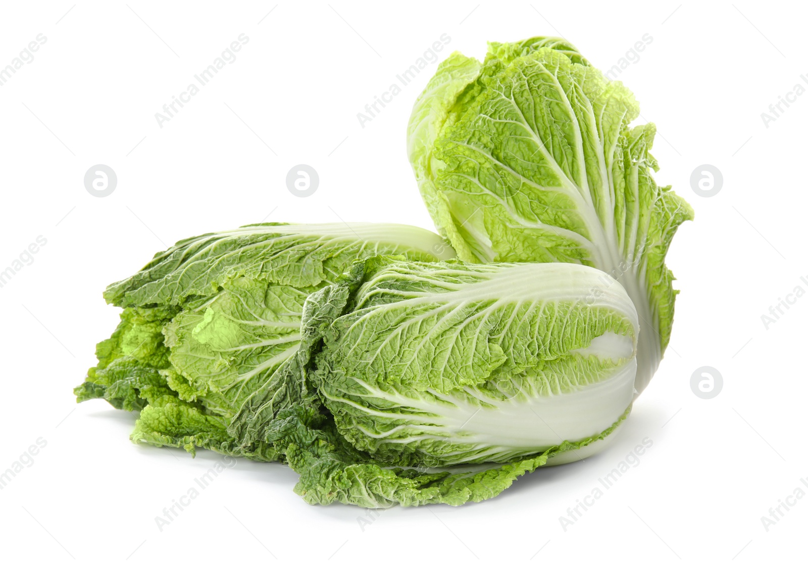 Photo of Fresh ripe Chinese cabbages on white background