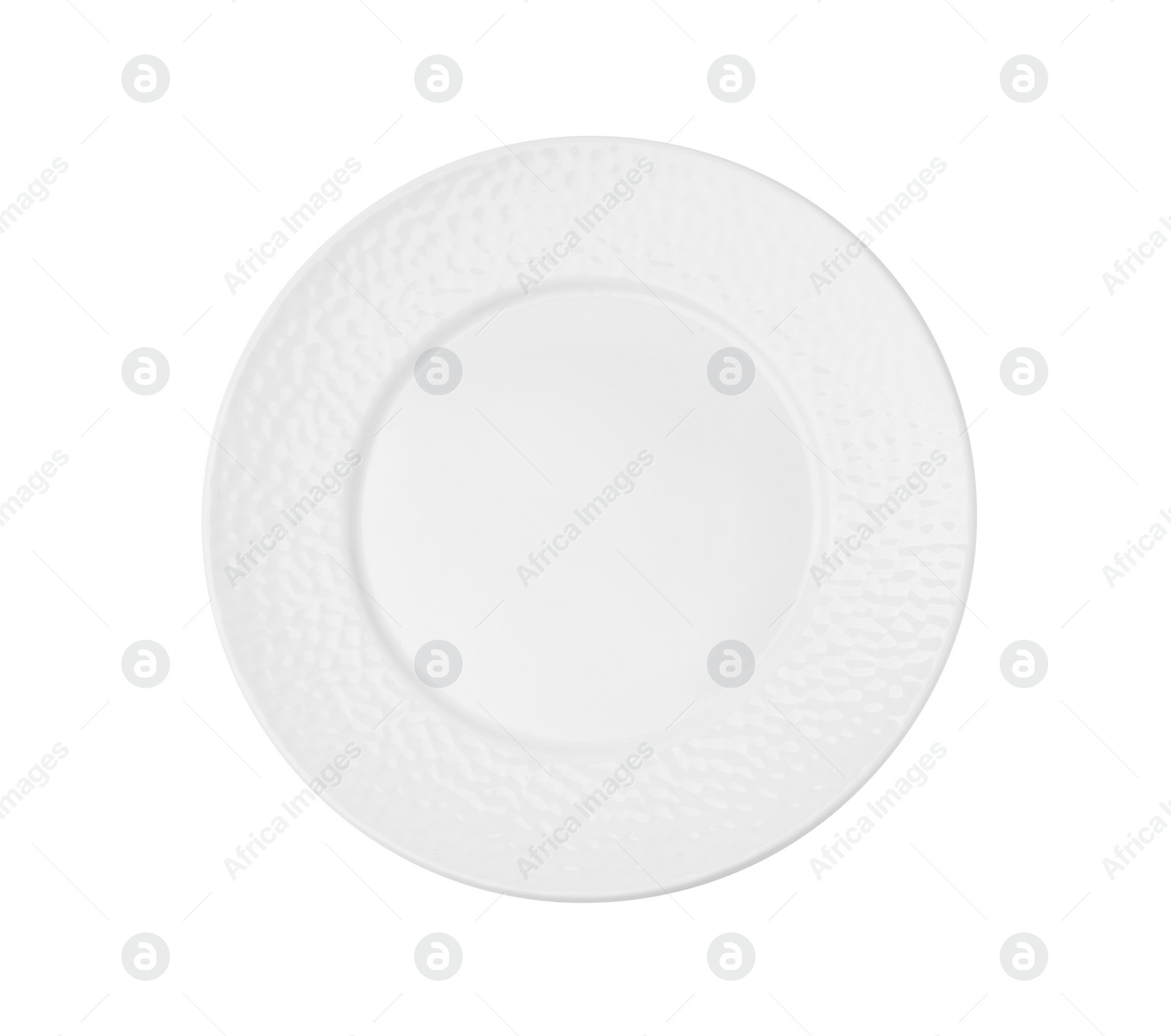 Photo of One ceramic plate isolated on white, top view. Cooking utensil