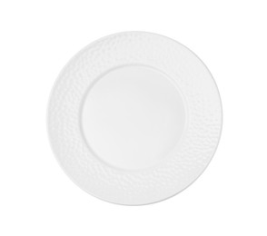 One ceramic plate isolated on white, top view. Cooking utensil