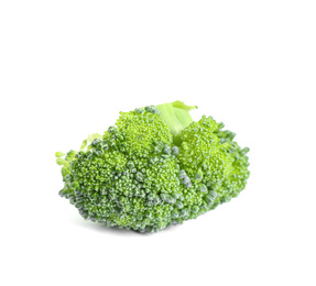 Photo of Fresh green raw broccoli on white background