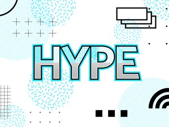Illustration of Word Hype and illustrations on white background