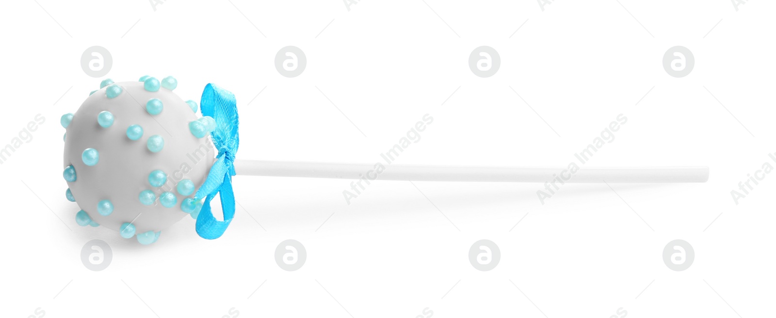 Image of Tasty cake pop with sprinkles on white background