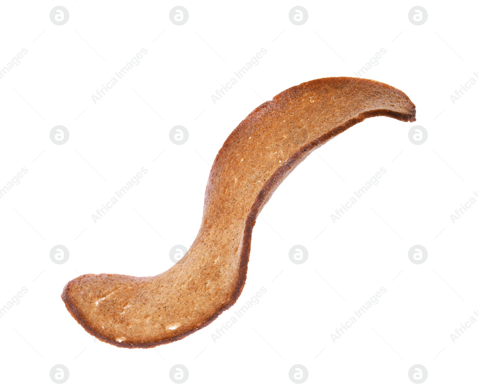 Photo of Crispy rusk isolated on white. Tasty snack