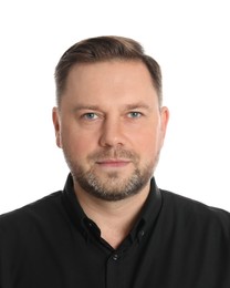 Passport photo. Portrait of man on white background