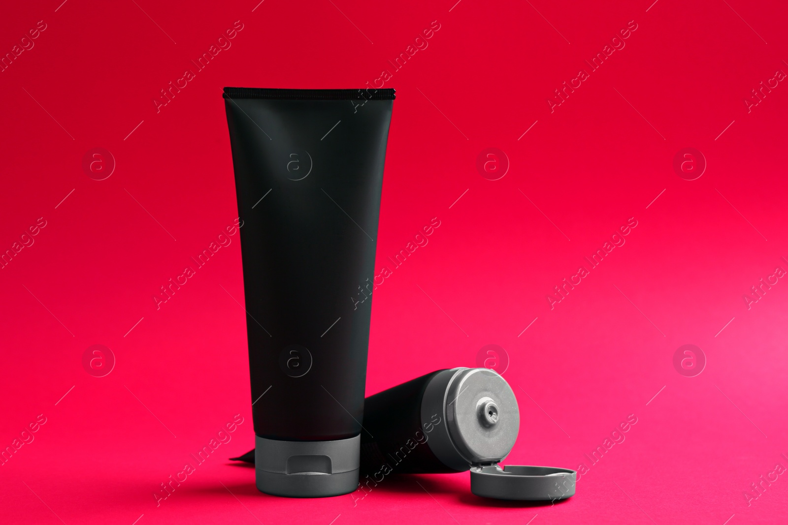 Photo of Set of men's cosmetic on color background. Mockup for design