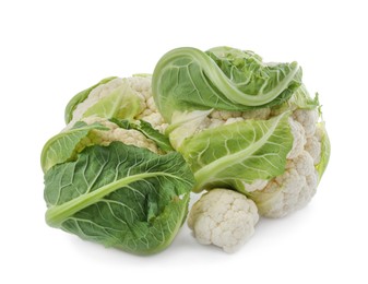 Whole fresh raw cauliflowers isolated on white