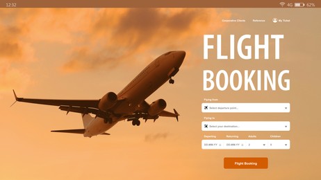 Image of Online flight booking website interface with information