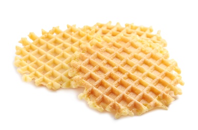 Photo of Delicious waffles for breakfast on white background