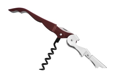 One corkscrew (sommelier knife) isolated on white