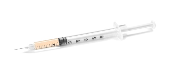 Syringe on white background. Medical treatment