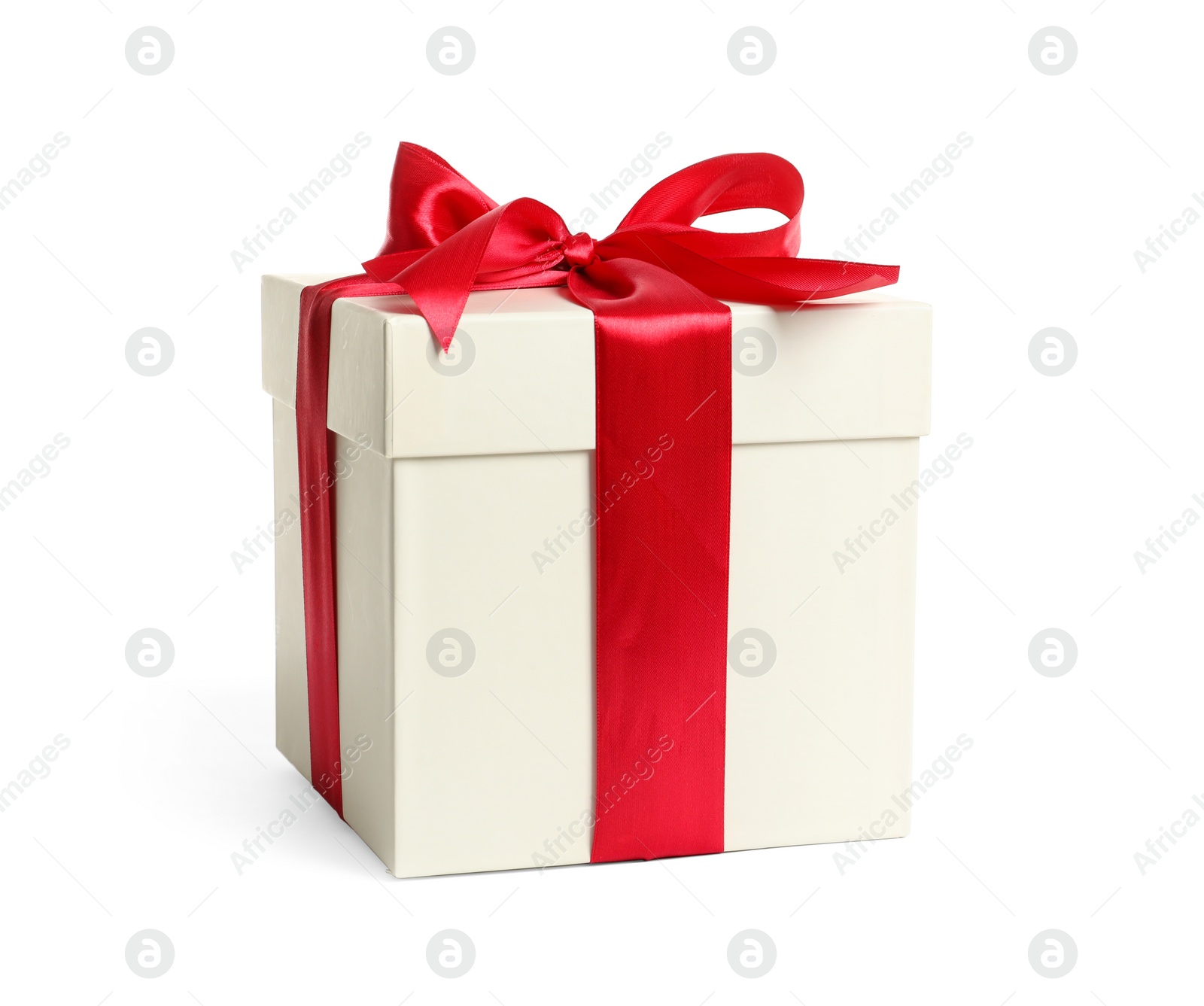 Photo of Gift box with ribbon on white background