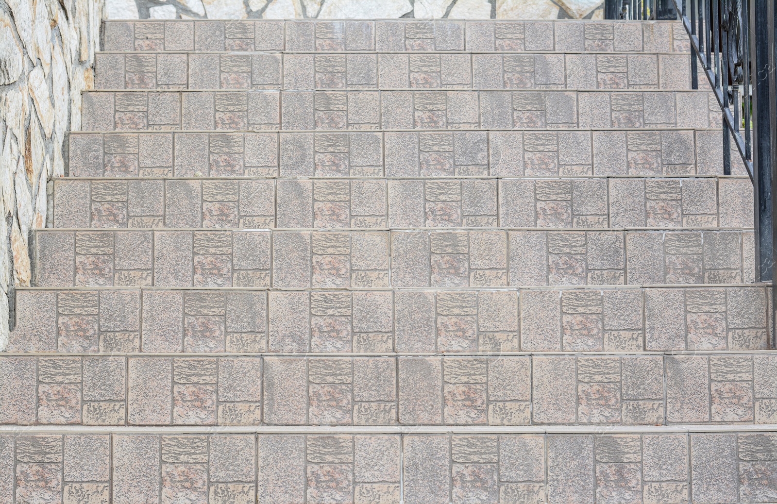 Photo of View of stone outdoor staircase with pattern