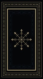 Illustration of Tarot card design, reverse side. Fortune telling