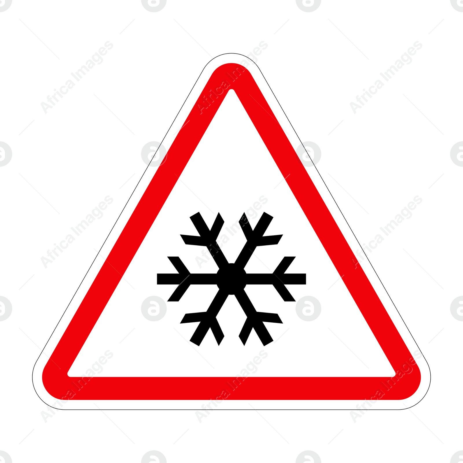 Illustration of Traffic sign RISK OF ICE on white background, illustration 