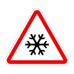 Traffic sign RISK OF ICE on white background, illustration 