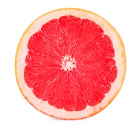 Photo of Halved ripe grapefruit isolated on white. Citrus fruit