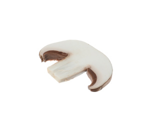 Slice of champignon mushroom isolated on white