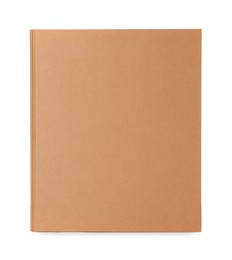 Closed book with brown hard cover isolated on white