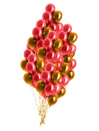 Image of Big bunch of color balloons on white background 