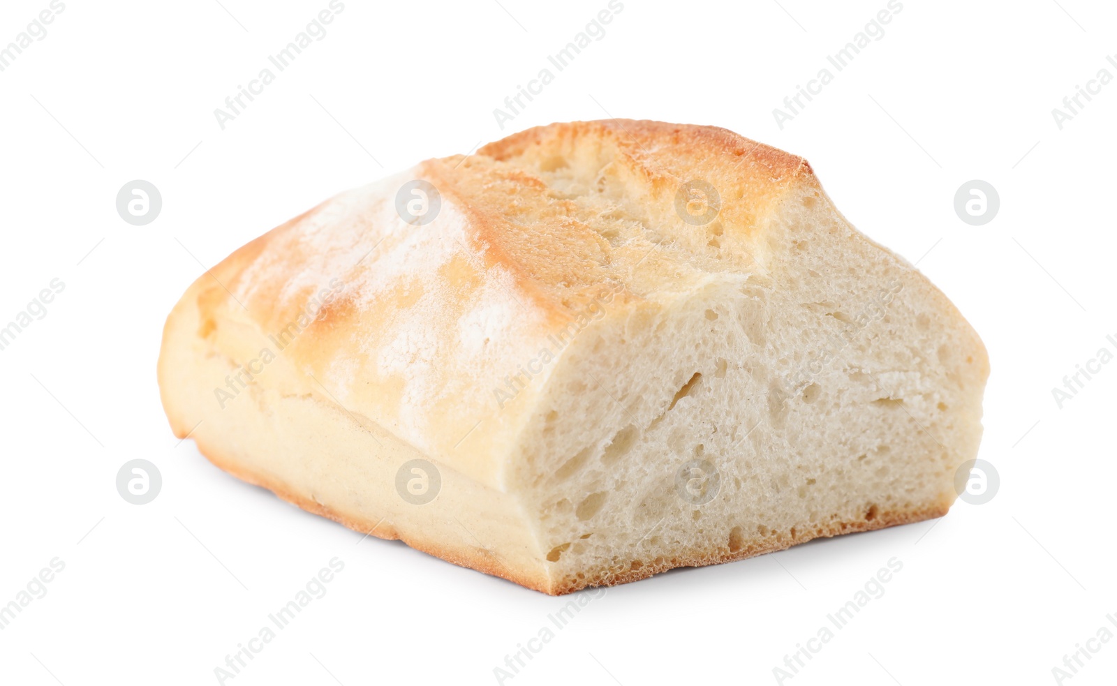 Photo of Piece of fresh baguette isolated on white