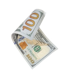 Photo of One hundred dollar banknote on white background. American national currency